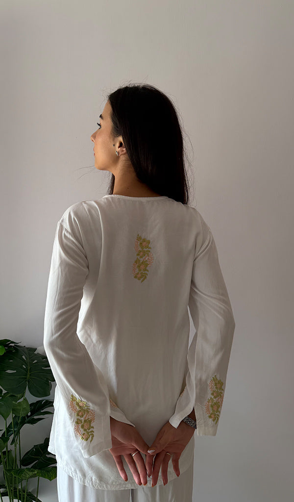 Women's Lakhnavi Handcrafted Cotton Chikankari Kurti And Plazzo Set - HONC0376727