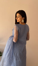 Load image into Gallery viewer, Alfia Women's Lucknowi Handcrafted Pure Organza Silk Stitched Chikankari Kurta, Dupatta With Pant Set- HONC0366950