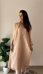 Load image into Gallery viewer, Alfia Women's Lucknowi Handcrafted Pure Organza Silk Stitched Chikankari Kurta, Dupatta With Pant Set- HONC0362256