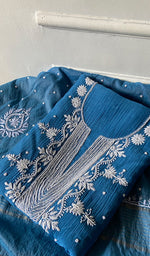 Load image into Gallery viewer, Women's Lakhnavi Handcrafted Mul Chanderi Unstitched Kurta And Dupatta Set- HONC0358256