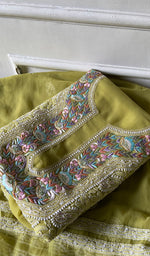 Load image into Gallery viewer, Women's Lakhnavi Handcrafted Unstitched Faux-Georgette Chikankari Suit Material - HONC0318463
