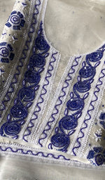 Load image into Gallery viewer, Women's Lakhnavi Handcrafted Pure Organza Chikankari Unstitched Kurta And Dupatta Set- HONC0375214