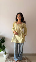 Aanika Women's Lakhnavi Handcrafted Mul Chanderi Chikankari Top - HONC0329102