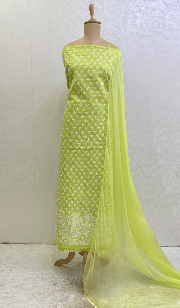 Women's Lakhnavi Handcrafted Cotton Chikankari Suit Material- HONC056910