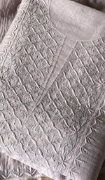 将图像加载到图库查看器中， Pure Mul Chanderi Chikankari 3 Pc Unstitched Suit Set