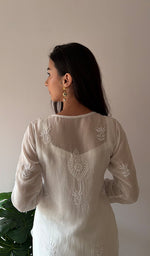 Load image into Gallery viewer, Women's Lakhnavi Handcrafted Cotton Chikankari Kurti - HONC0367967