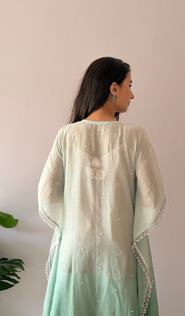 Pragya Women's Lucknowi Handcrafted Mul chanderi Chikankari Kaftan - HONC0487568