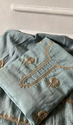 Load image into Gallery viewer, Mahira Women's Lakhnavi Handcrafted Mul Chanderi Unstitched Chikankari Full Suit - HONC0355239