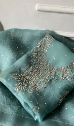 Load image into Gallery viewer, Marifa Women's Lakhnavi Handcrafted Pure Organza Chikankari Unstitched Kurta And Dupatta Set- HONC0365761