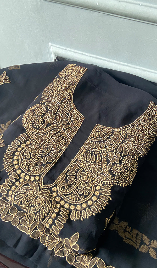 Lucknowi Handcrafted Faux-Georgette Chikankari Suit Material - HONC0347515