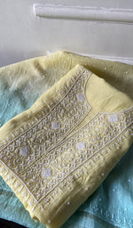 Load image into Gallery viewer, Jazba Women's Lakhnavi Handcrafted Mul Chanderi Unstitched Kurta And Dupatta Set - HONC08874952