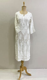 Load image into Gallery viewer, Women&#39;s Lucknowi Handcrafted Muslin Chikankari Kurti - HONC0177424
