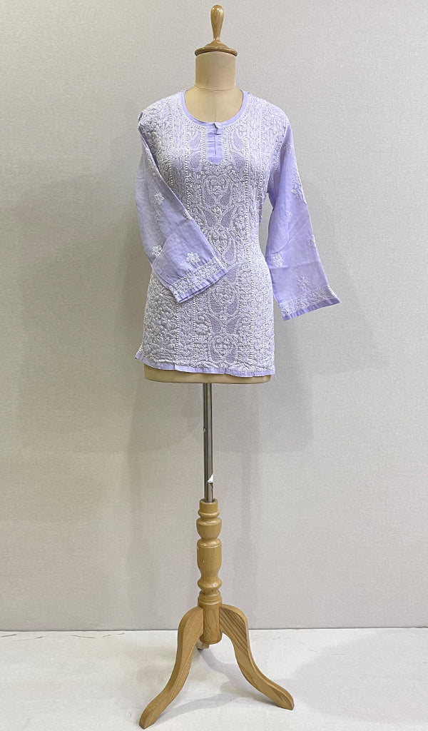 Women's Lucknowi Handcrafted White Cotton Chikankari Top - HONC0165320
