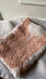 Load image into Gallery viewer, Mehnaj Women's Lakhnavi Handcrafted Pure Organza Chikankari Unstitched Kurta And Dupatta Set- HONC0340802