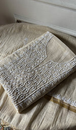 将图像加载到图库查看器中， Women's Lakhnavi Handcrafted Tissue Chanderi Unstitched Chikankari Kurta And Dupatta Set - HONC0347705