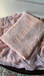 Load image into Gallery viewer, Women's Lakhnavi Handcrafted Cotton Unstitched Chikankari Suit Material - HONC0374500