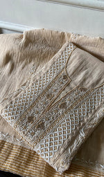 Load image into Gallery viewer, Women's Lakhnavi Handcrafted Tissue Chanderi Semi-Stitched Kurta And Dupatta Set - HONC0352165