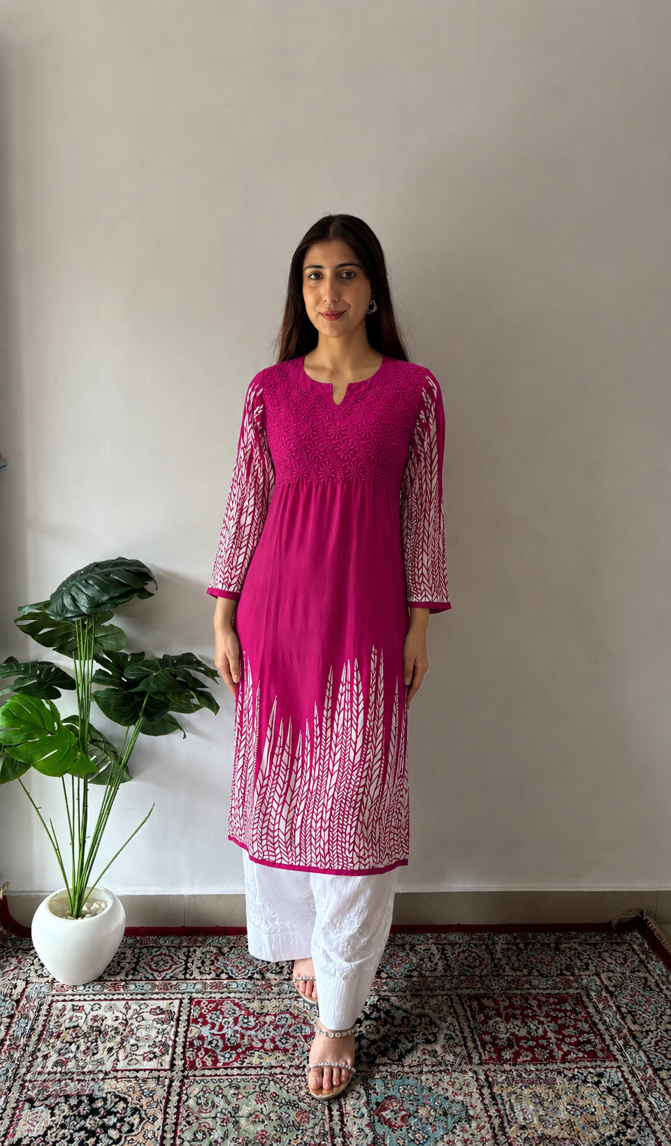 Cotton Chikankari Stitched Kurti HONC050266