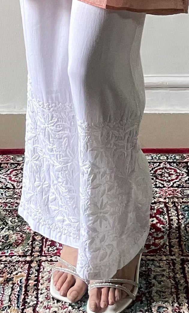 Women's Lucknowi Handcrafted Modal Cotton Chikankari Palazzo - HONC0254844