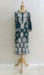 Load image into Gallery viewer, Women&#39;s Lucknowi Handcrafted Modal Cotton Chikankari Kurti - HONC084364
