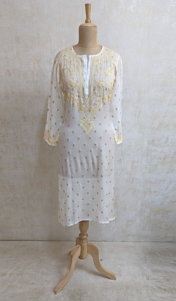Women's Lakhnavi Handcrafted Pure Chiffon Chikankari Kurti - NC0902