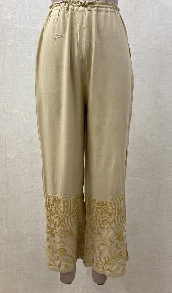 Women's Lucknowi Handcrafted Rayon Chikankari Palazzo - NC063363