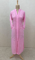 将图像加载到图库查看器中， Women&#39;s Lucknowi Handcrafted Baby Pink Cotton Chikankari Kurti - NC068822