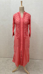 Load image into Gallery viewer, Women&#39;s Lakhnavi Handcrafted Pink Cotton Chikankari Kurti - NC068823
