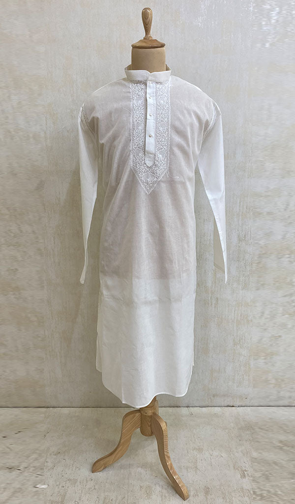 Men's Lucknowi Handcrafted Cotton Chikankari Kurta - NC069907