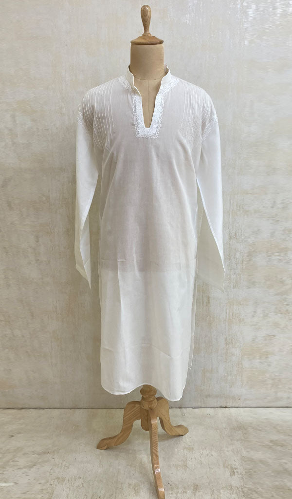 Men's Lucknowi Handcrafted Cotton Chikankari Kurta - NC069910
