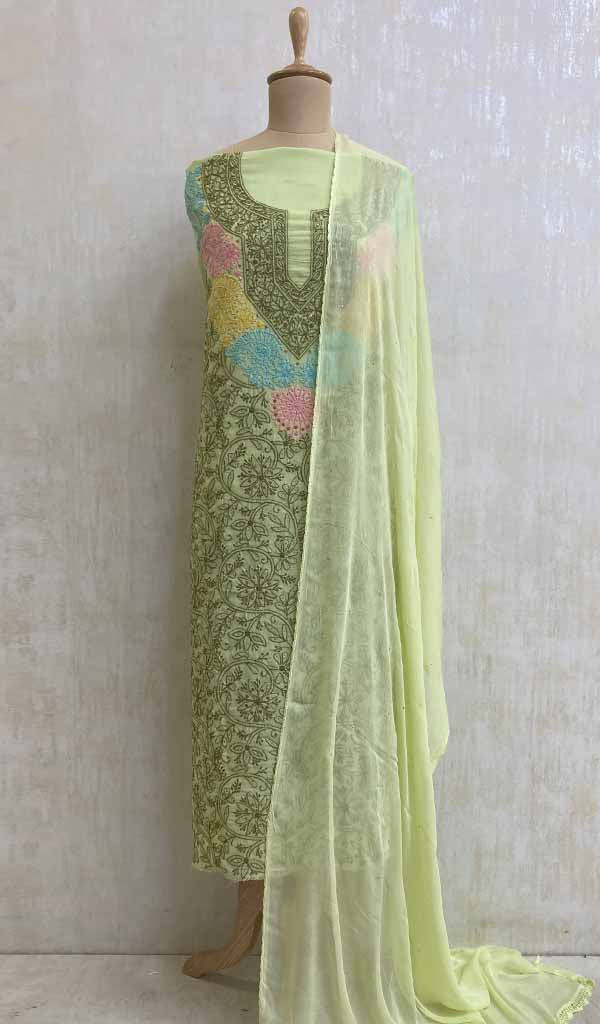 Women's Lucknowi Handcrafted Cotton Chikankari Suit Material- NC074649