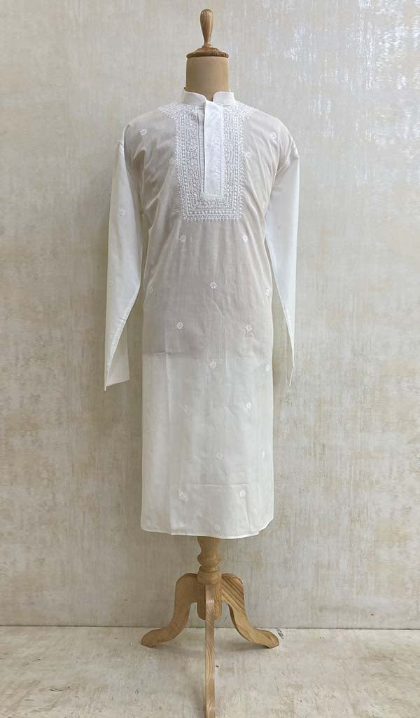 Men's Lucknowi Handcrafted Cotton Chikankari Kurta - HONC0428