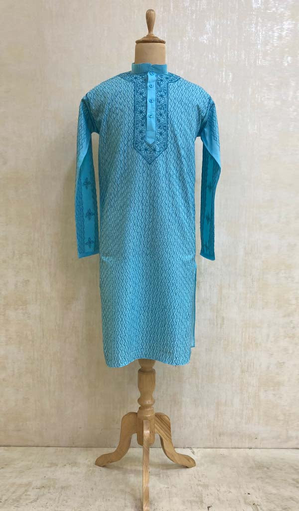 Men's Lucknowi Handcrafted Cotton Chikankari Kurta - HONC011493