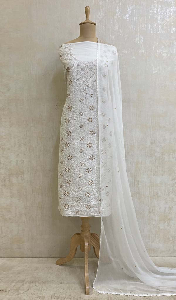 Buy Balaji Fashion Women's Cotton Anarkali White Color Chikankari Suit with  Duptta (Medium, White) at Amazon.in