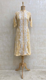 Load image into Gallery viewer, Women&#39;s Lakhnavi Handcrafted Beige Linen Cotton Chikankari Kurti - HONC011104