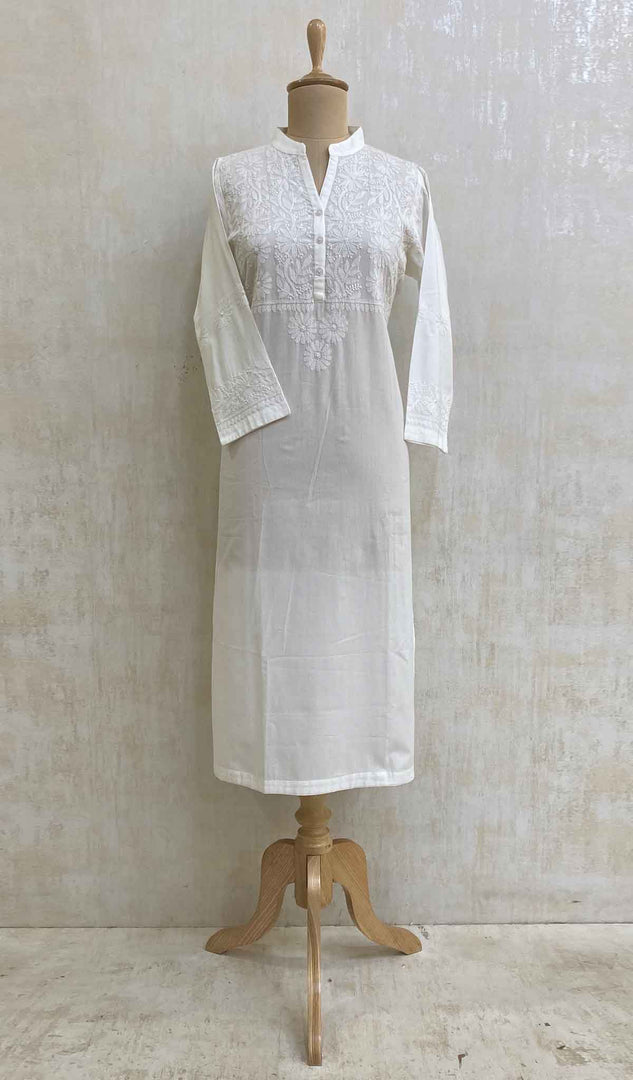 Buy Ada Hand Embroidered White Cotton Lucknowi Chikankari Straight Kurti  A296140 Online at Best Prices in India - JioMart.