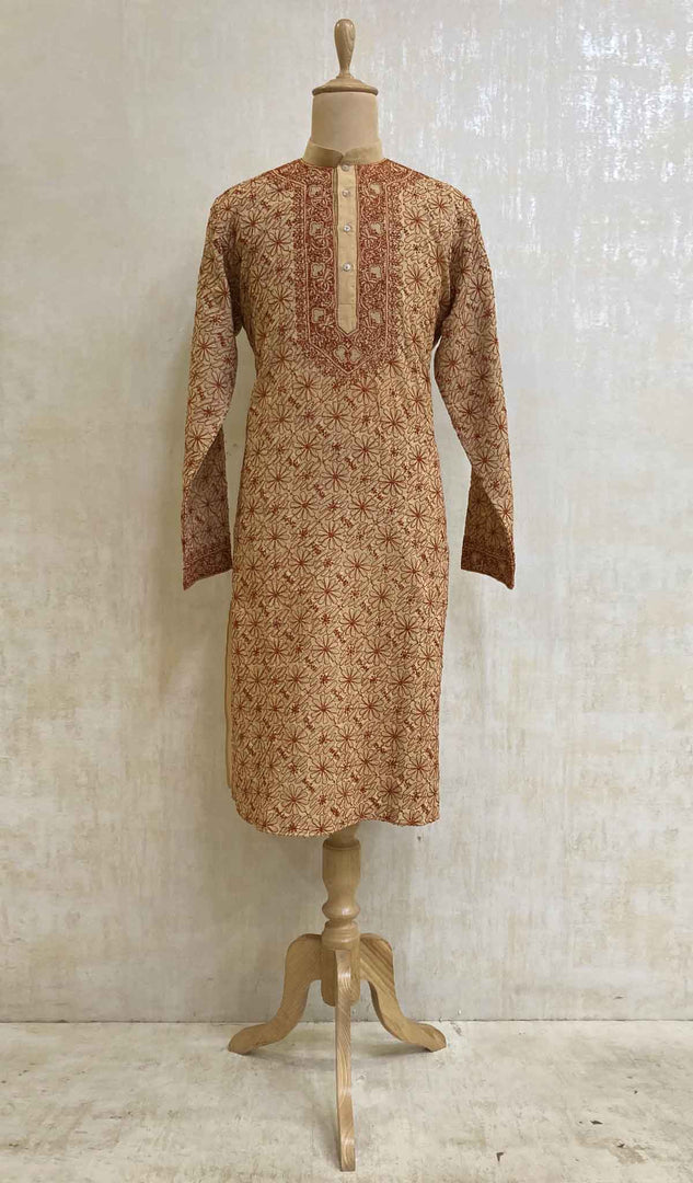 Men's Lucknowi Handcrafted Cotton Chikankari Kurta - HONC021703