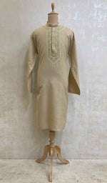 将图像加载到图库查看器中， Men&#39;s Lucknowi Handcrafted Cotton Chikankari Kurta - HONC021660
