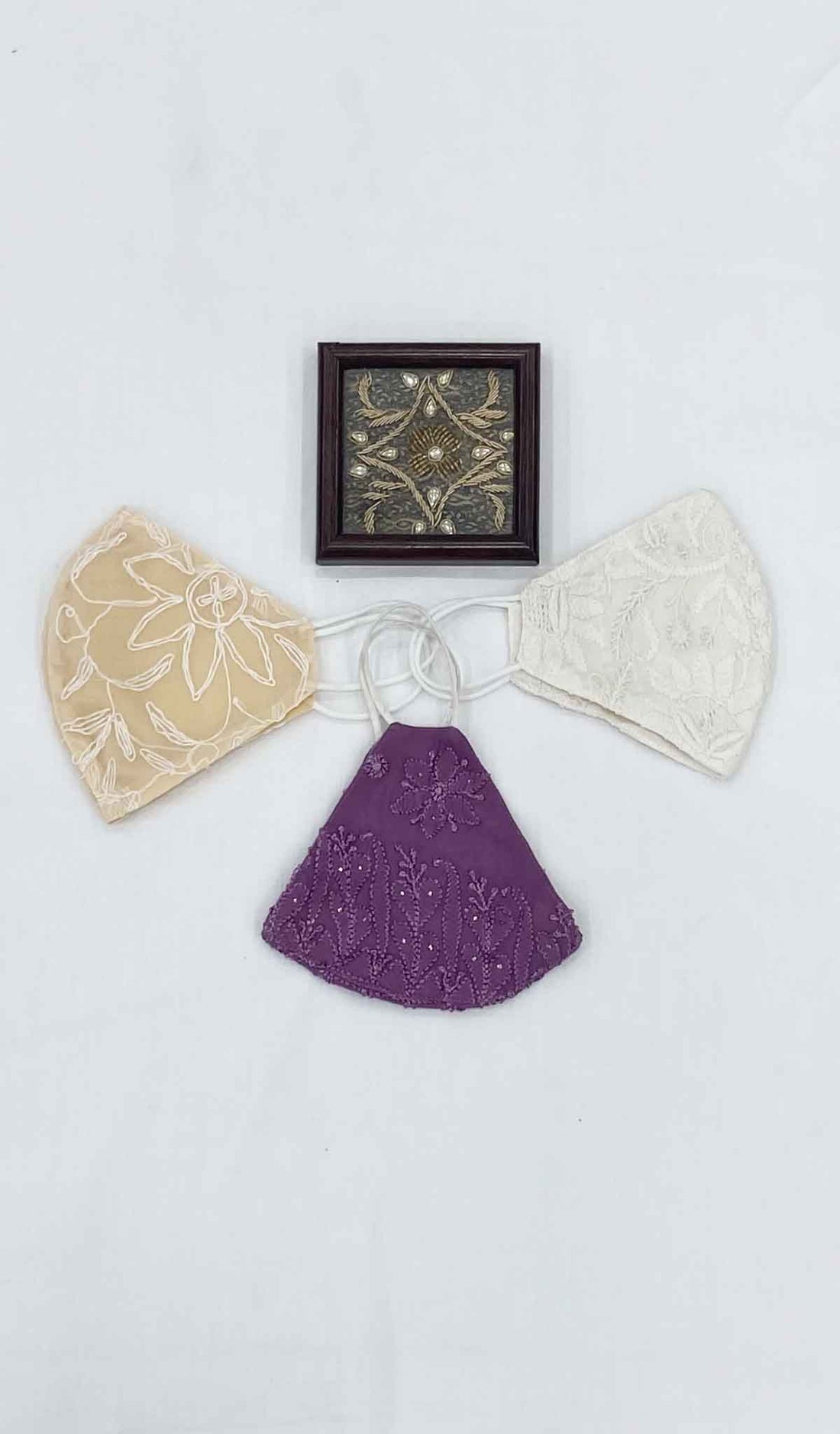 Lakhnavi Handcrafted Chikankari Mask (Pack Of 3) - NC0M777