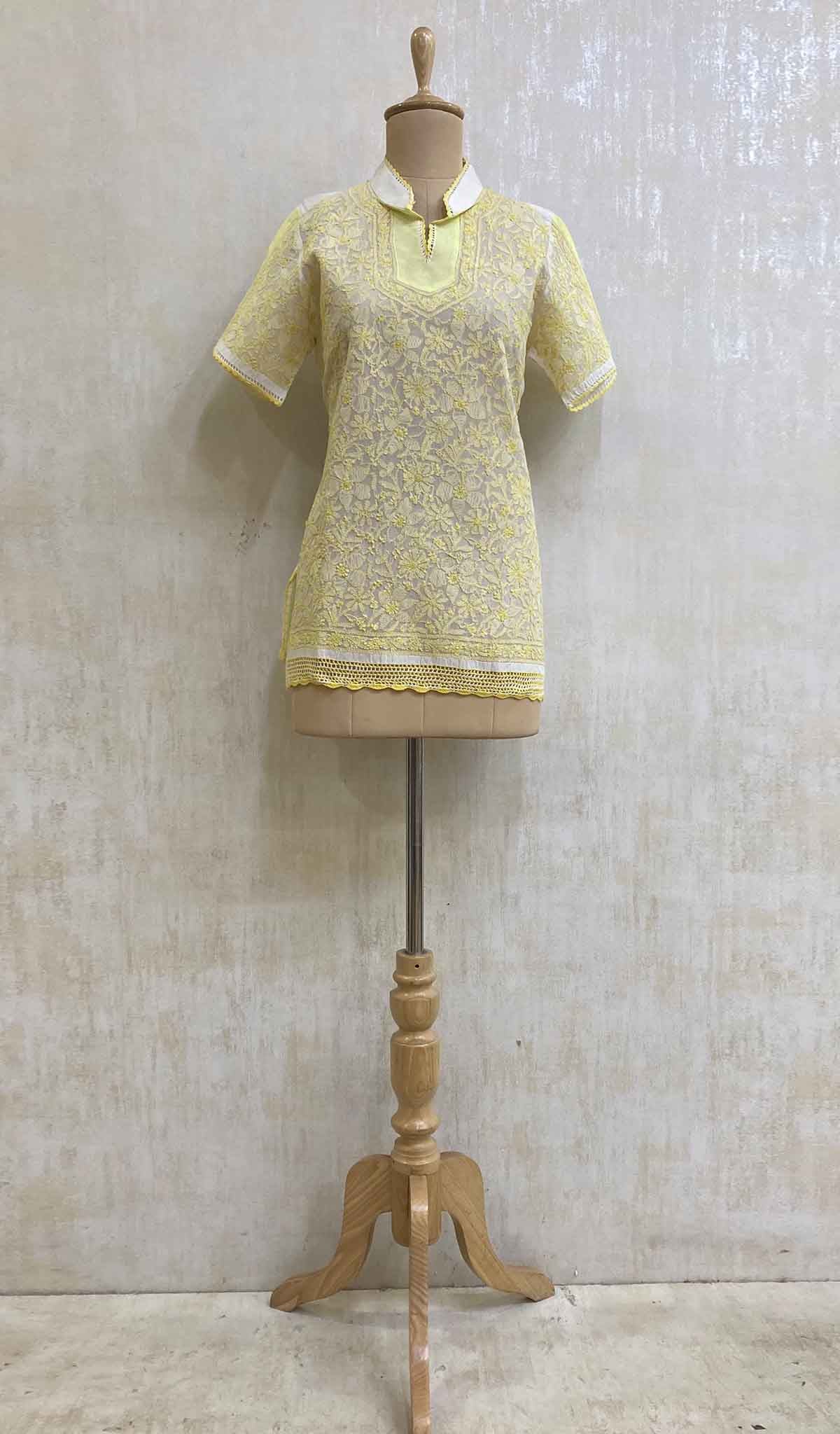 Women's Lucknowi Handcrafted Cotton Chikankari Top - HONC013306