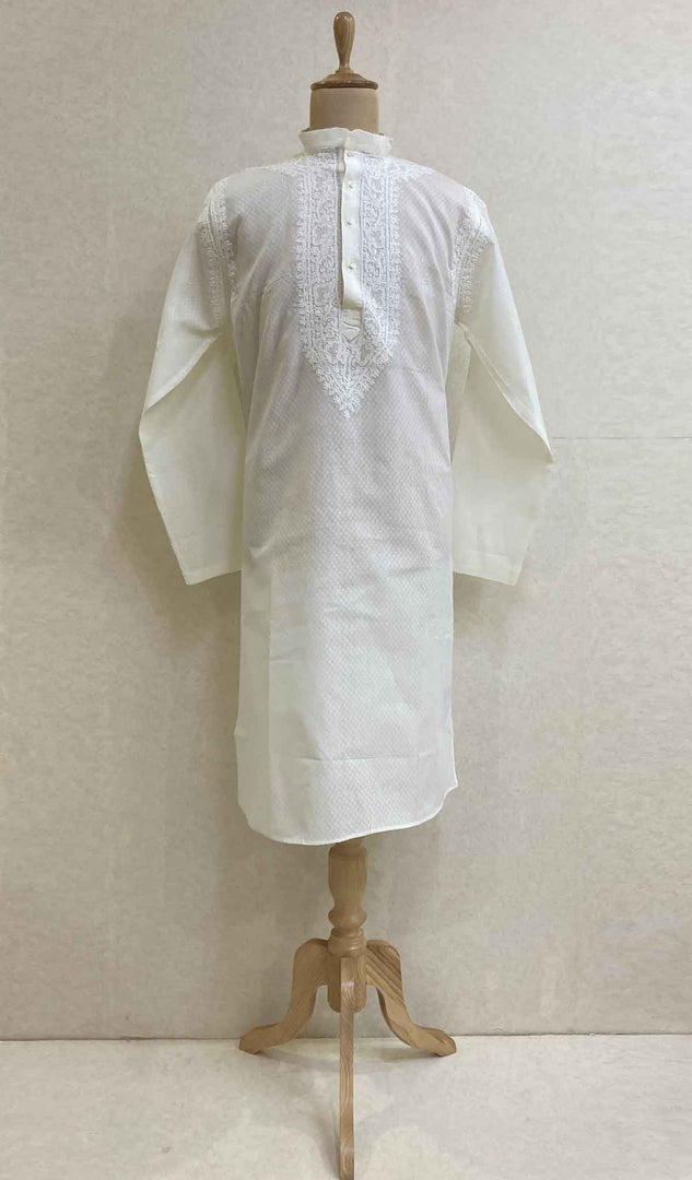 Men's Lucknowi Handcrafted Cotton Chikankari Kurta - HONC021584