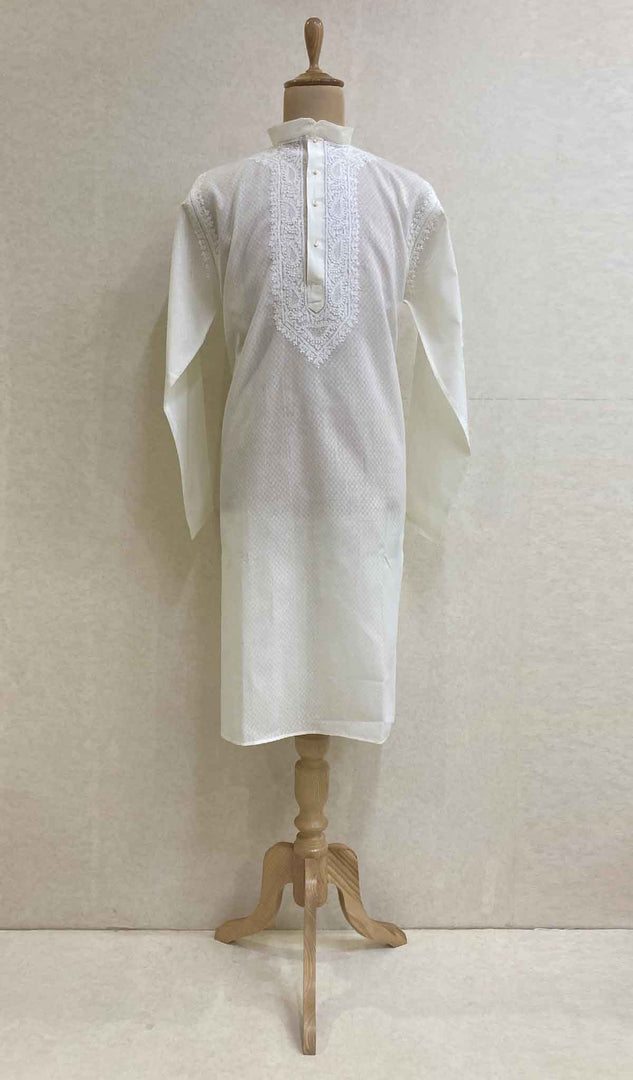 Men's Lucknowi Handcrafted Cotton Chikankari Kurta - HONC021585