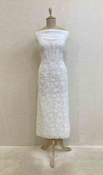 将图像加载到图库查看器中， Lakhnavi 手工粘胶乔其纱 Chikankari 未缝合 Kurti 面料 - Honc020613
