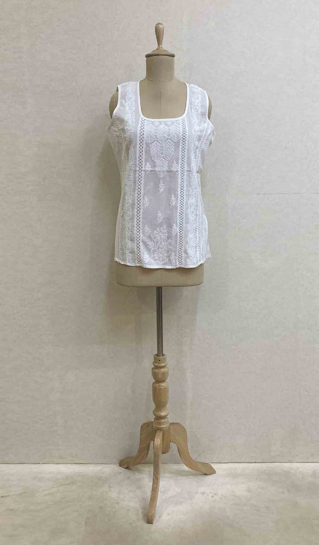 Women's Lucknowi Handcrafted Cotton Chikankari Top - HONC030218