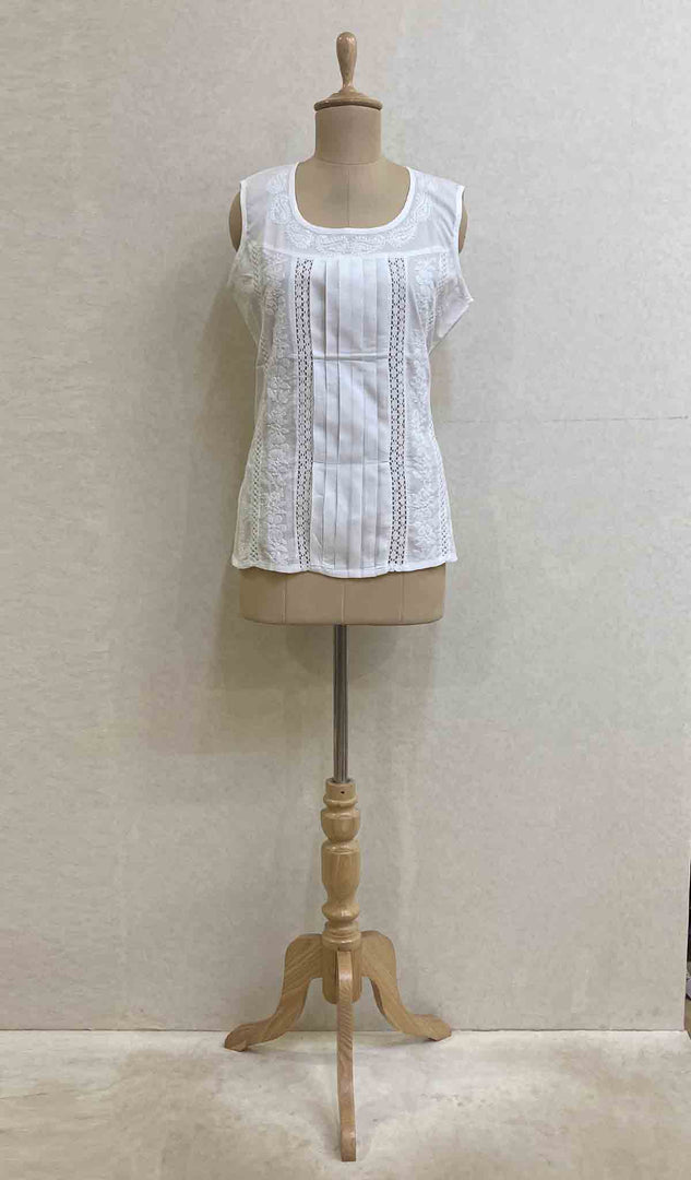 Women's Lakhnavi Handcrafted Cotton Chikankari Top - HONC038211