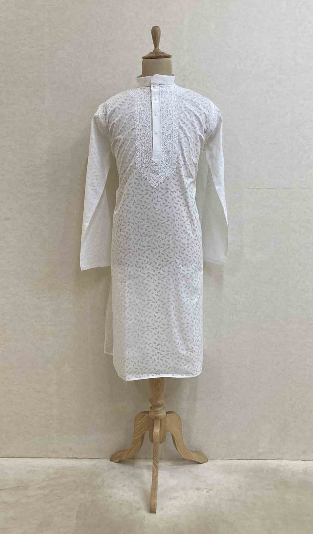 Men's Lucknowi Handcrafted Cotton Chikankari Kurta -  HONC021586