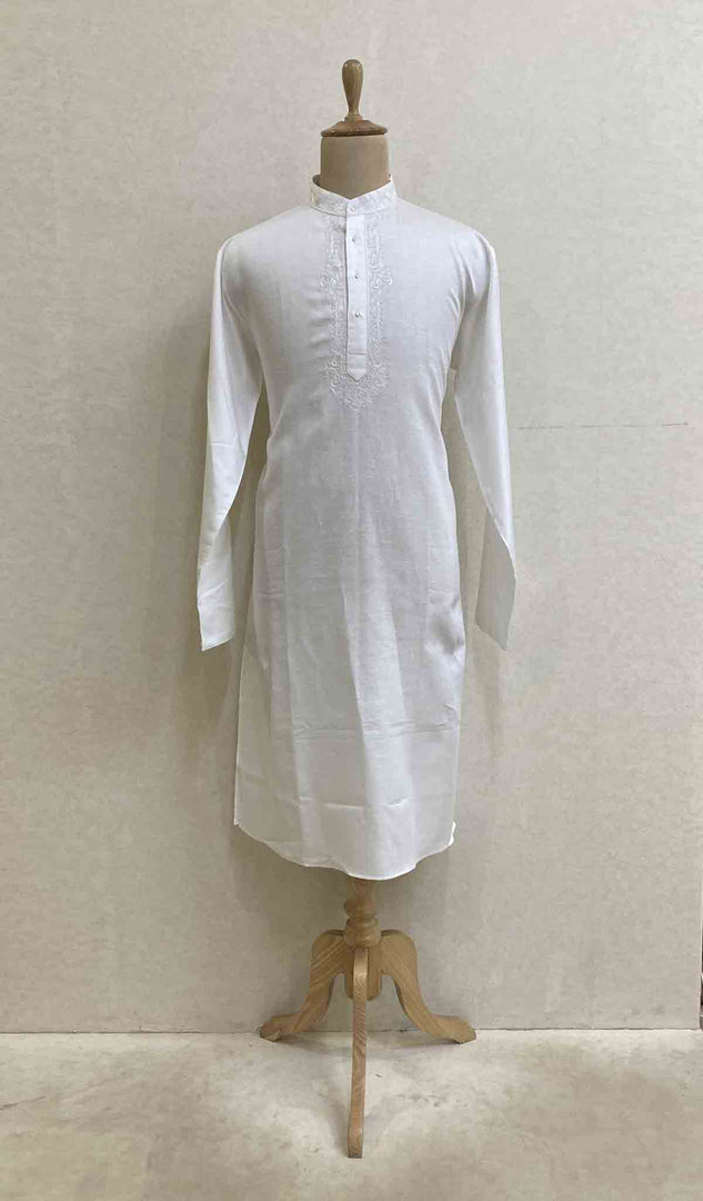 Men's Lucknowi Handcrafted Cotton Chikankari Kurta - HONC021607