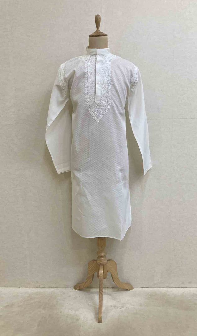 Men's Lucknowi Handcrafted Cotton Chikankari Kurta - HONC021759