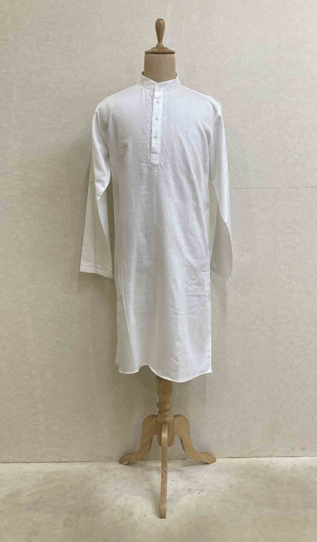 Men's Lucknowi Handcrafted Cotton Chikankari Kurta - HONC021604