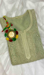 Women's Lakhnavi Handcrafted Viscose Georgette Chikankari Kurti - HONC026175